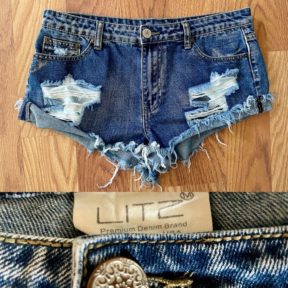 LITZ Distressed DENIM Cutoff Style SHORTS Size Medium